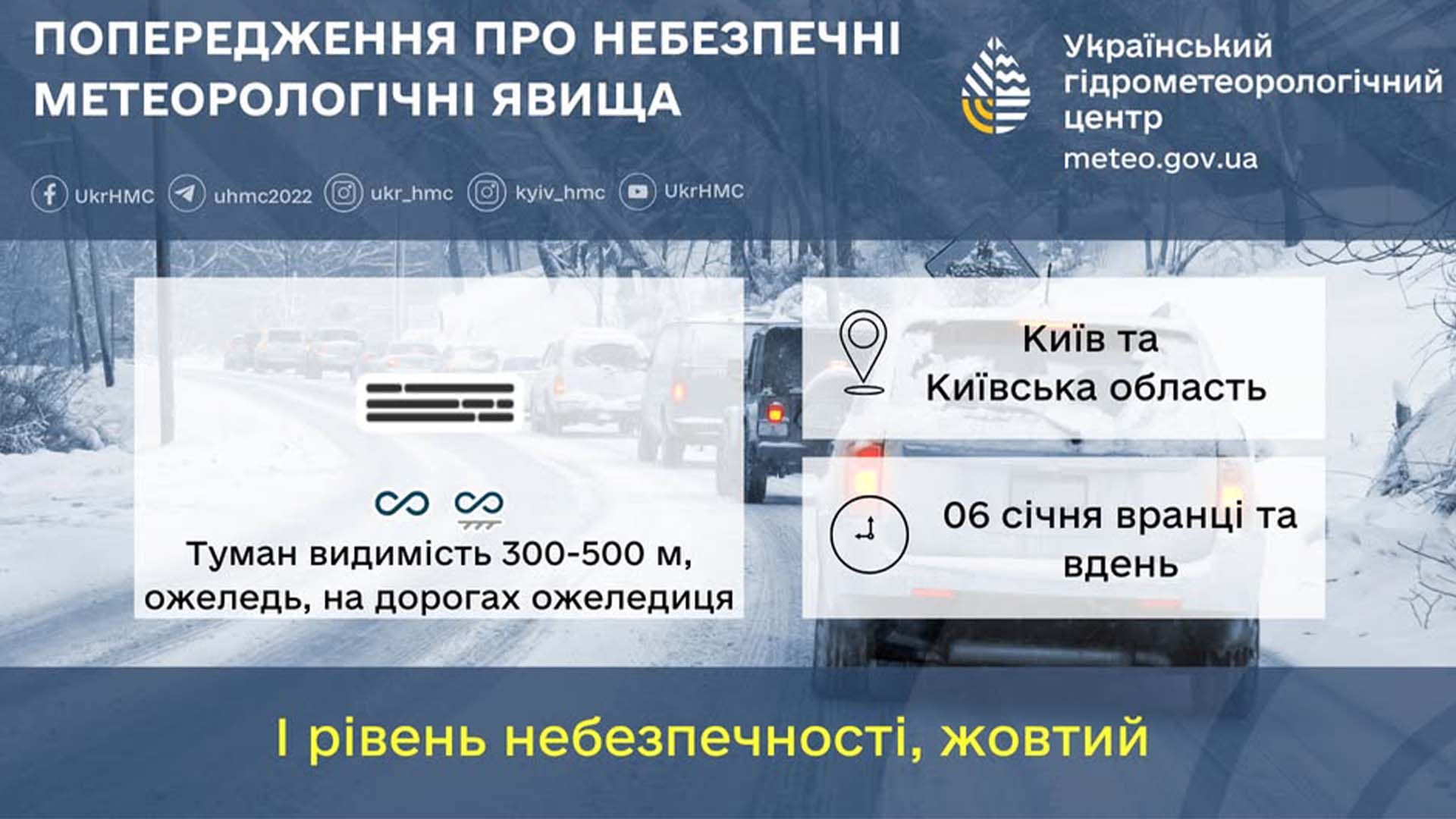 Попередження Укргідрометцентру про небезпечні метеорологічні явища 6 січня (інфографіка)