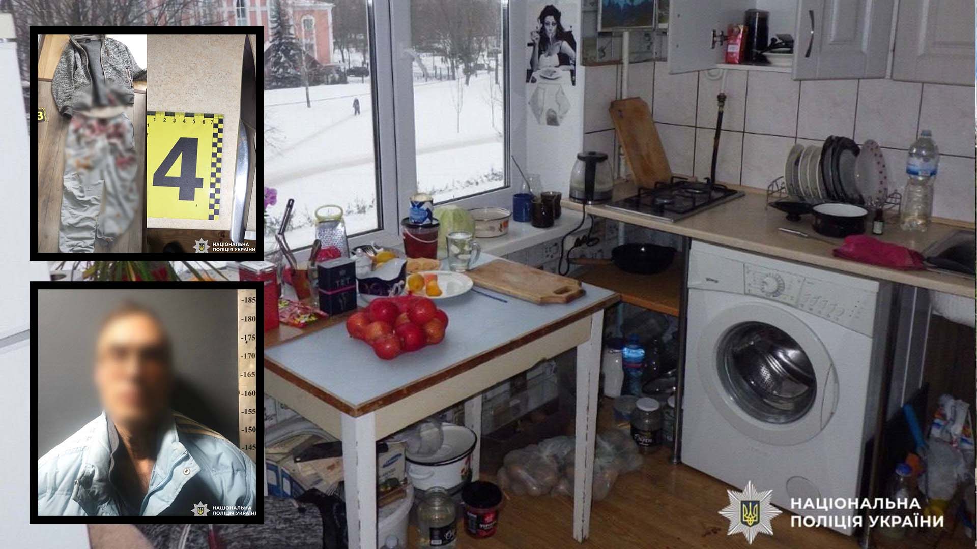 Колаж: підозрюваний, одяг потерпілого, місце злочину у справі про напад брата на брата-близнюка в Києві