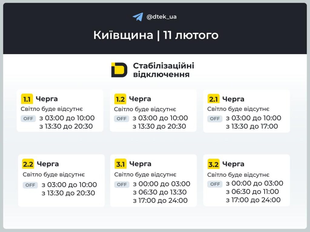 У Києві та Київській області діятимуть графіки погодинних відключень У Києві та Київській області діятимуть графіки погодинних відключень