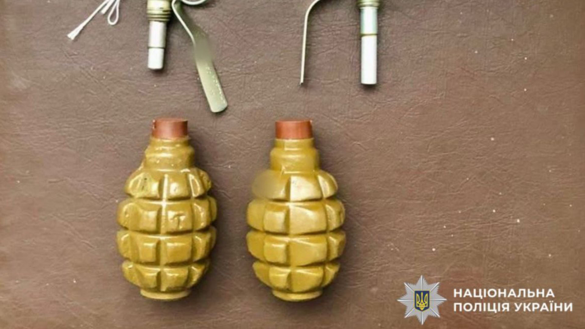 Вилучені бойові гранати РГД-5 та Ф-1 із запалами УЗРГМ-2, Білоцерківський район, Київщина