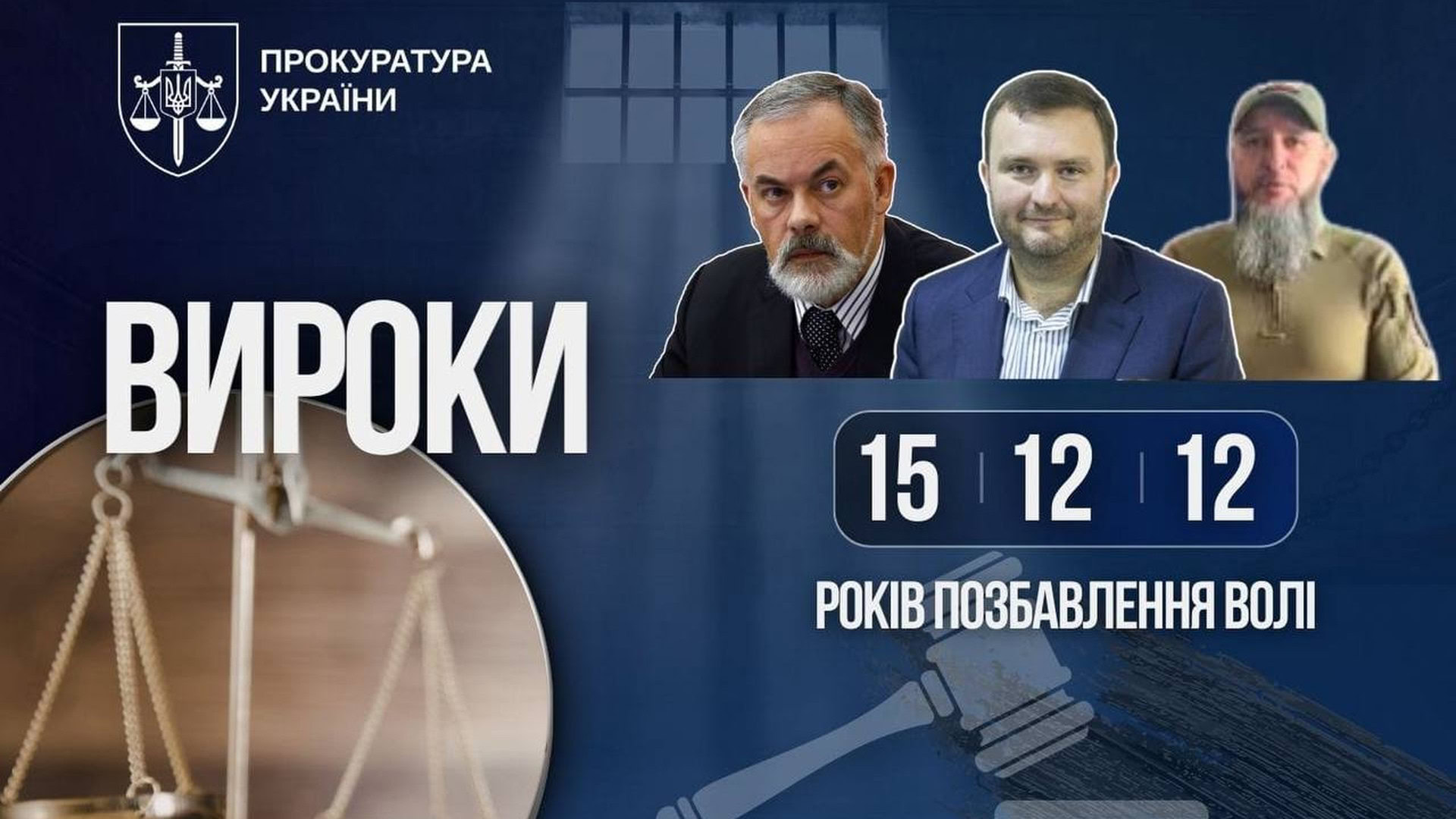 Інфографіка Прокуратури України: вироки Табачнику 15 років, Вороні та Саїдову по 12 років позбавлення волі за державну зраду