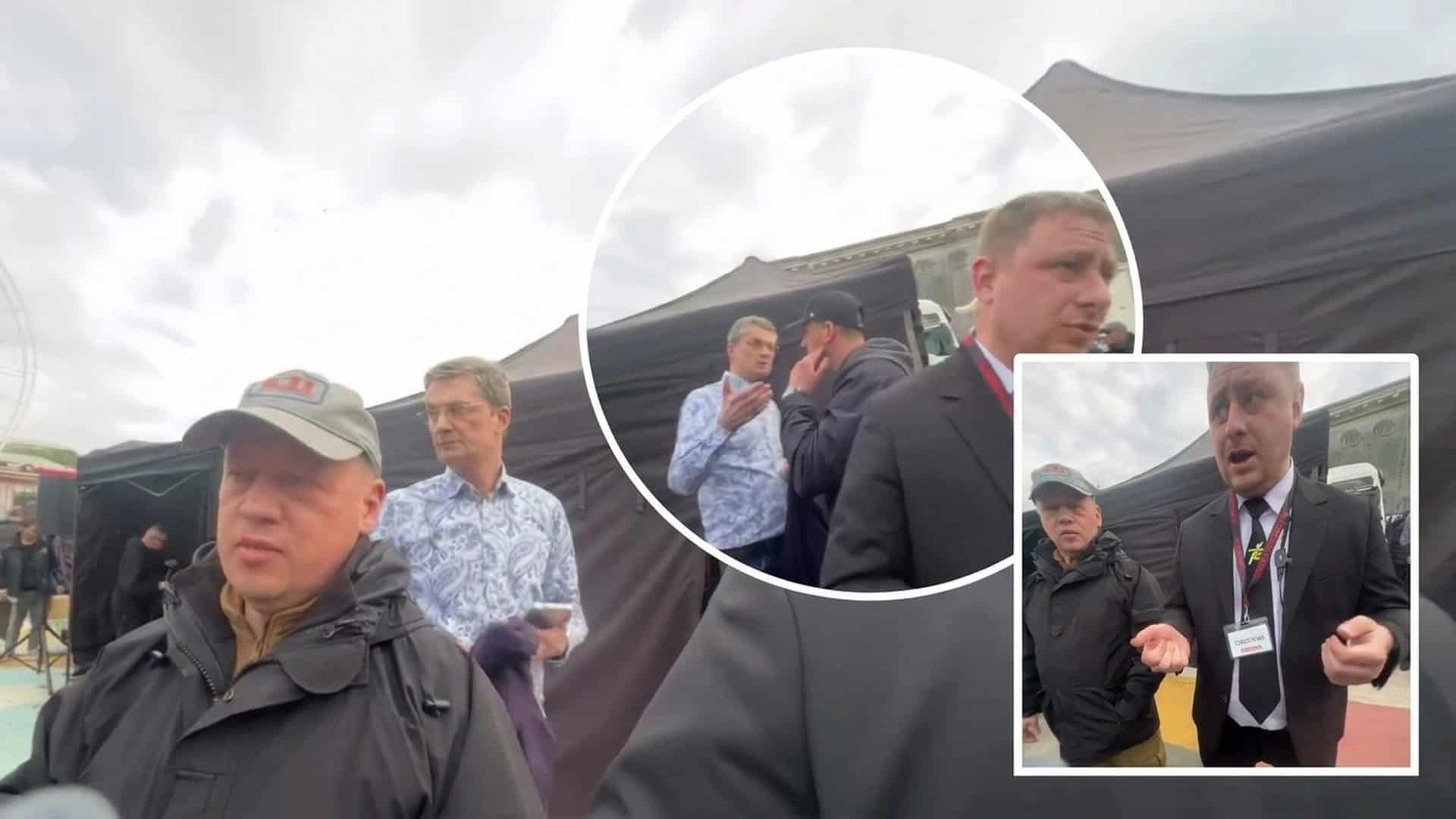 Суперечка на знімальному майданчику шоу «Караоке на Майдані» у Києві — скріншот з відео, що поширюється в соцмережах