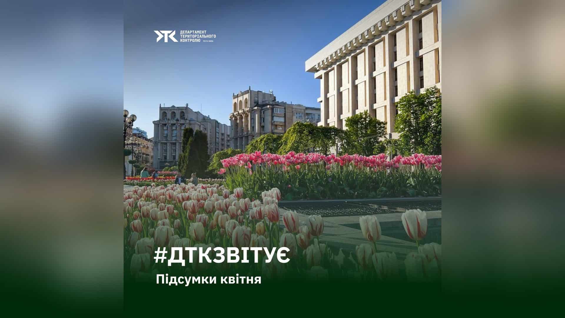 Тюльпани на Майдані Незалежності в Києві — ілюстрація до звіту Департаменту територіального контролю за квітень 2026 року
