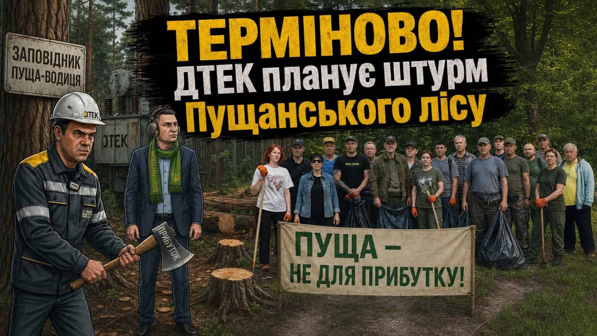 Активісти ГО «Київська Пуща» виступають проти встановлення трансформатора ДТЕК у рекреаційному лісі Пущі-Водиці