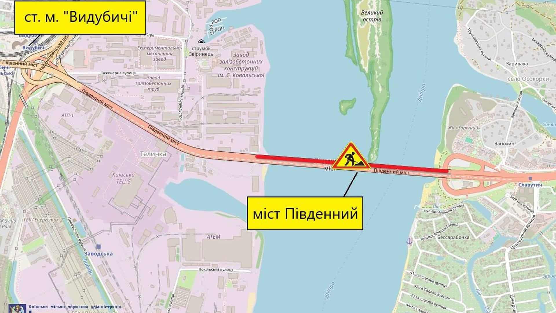 Автобуси та тролейбус №34 змінять маршрути 18–19 липня через ярмарки Частковое обмеження руху на Південному мості у Києві з 17 до 20 липня 2026 року — схема об'їзду від КМДА