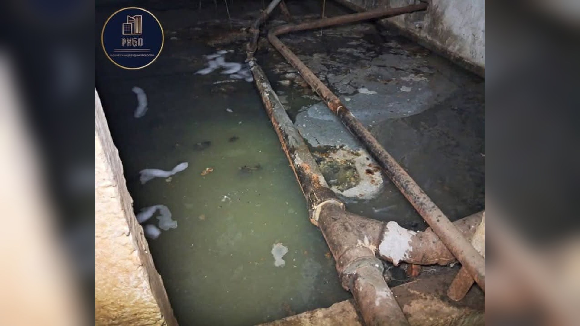 На Оболонському проспекті встановили сонячні панелі та ДБЖ у житловому будинку Затоплений фекальними стоками підвал будинку на вулиці Приозерній, 12 в Оболонському районі: іржаві аварійні каналізаційні труби над водою