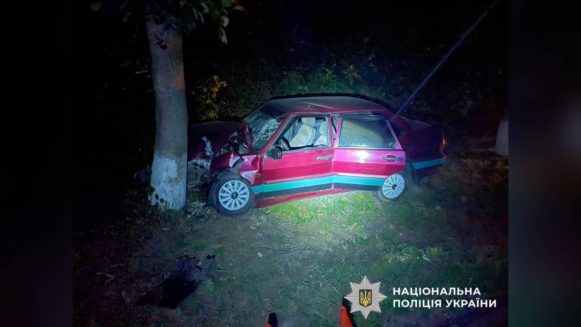 Атака в Обухівському районі: постраждала жінка, виникла пожежа, пошкоджено авто Поліцейські на місці ДТП у Кагарлику, де п'яний водій ВАЗ врізався в дерево і травмував пасажира