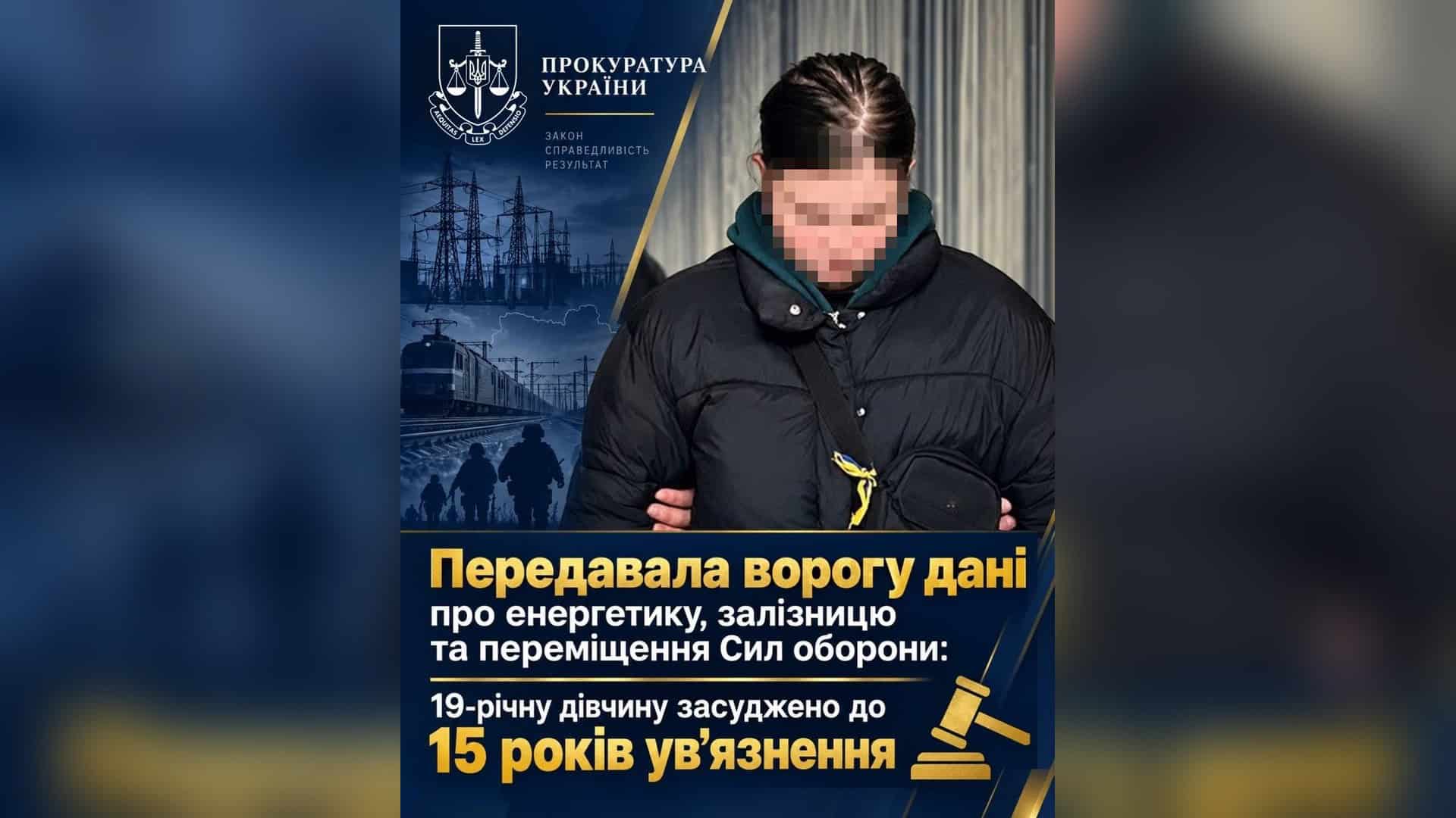 Засуджена 19-річна громадянка України, яка передавала дані про енергетику та ЗСУ представнику РФ