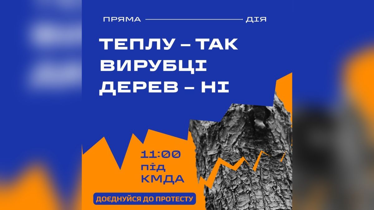 Мешканці Теремків протестують проти вирубки 80-річних дерев у парку заради прокладання теплотраси — акція триває кілька днів