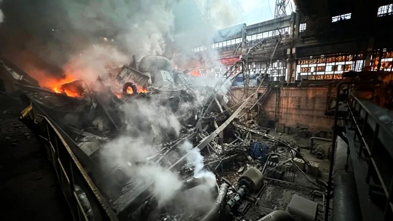Наслідки атаки армії Росії на одну із ТЕС в Україні