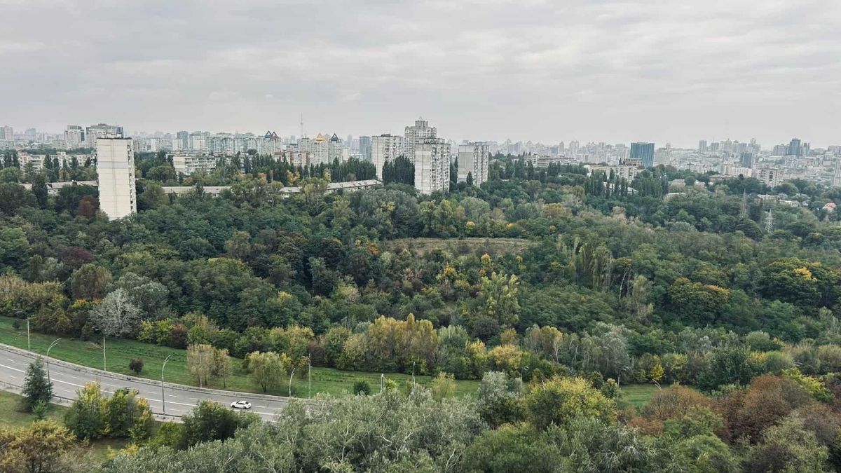 Вид на природний масив Протасів Яр у Києві — ландшафтний заказник місцевого значення серед міської забудови