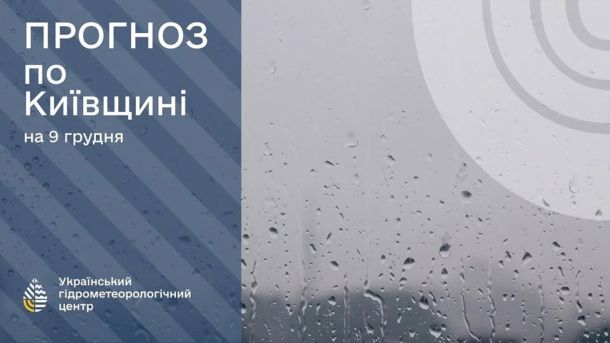 Краплі дощу на зображенні Укргідрометцентру про прогноз погоди на 9 грудня