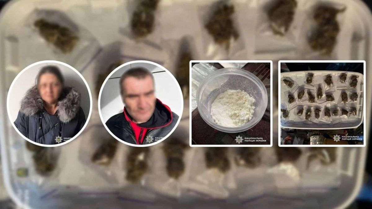 Затримані підозрювані у Броварах та вилучені наркотики — канабіс, амфетамін у зіп-пакетах і два запали до гранат УЗРГМ-2, квітень 2026