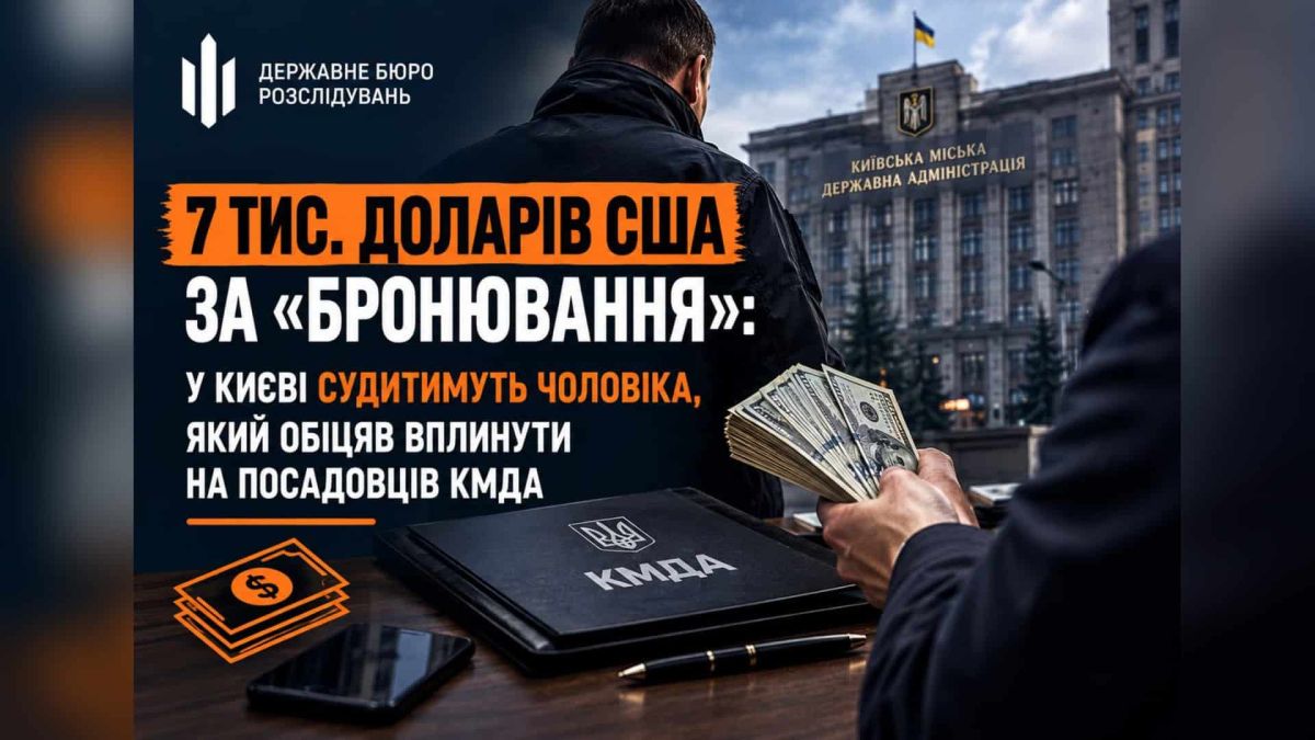 Чоловік підозрюється у тому, що обіцяв вплинути на посадовців КМДА заради бронювання військовозобов'язаних за 7 тис. доларів