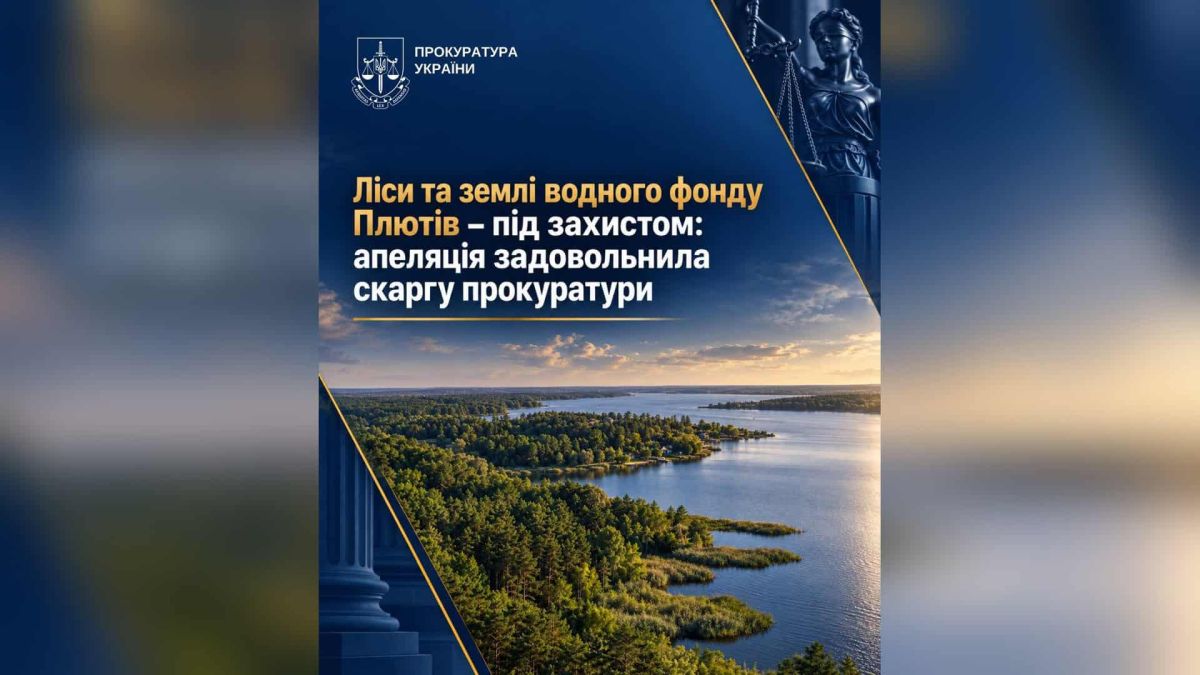 Ліси та землі водного фонду біля села Плюти Обухівського р-ну Київщини, які захистила апеляційна прокуратура від забудови за Генпланом