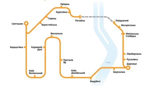 Київська кільцева електричка тимчасово відновлює повний маршрут з 23 жовтня Київська кільцева електричка тимчасово відновлює повний маршрут з 23 жовтня