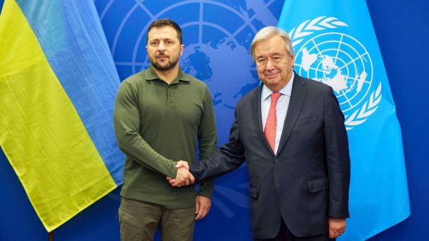 Президент України Володимир Зеленський і генсекретар ООН Антоніу Ґутерріш