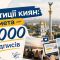 Колаж «Петиції киян: мета — 6000 підписів»: панорама Києва, монумент Незалежності та ноутбук із сервісом електронних петицій Київради