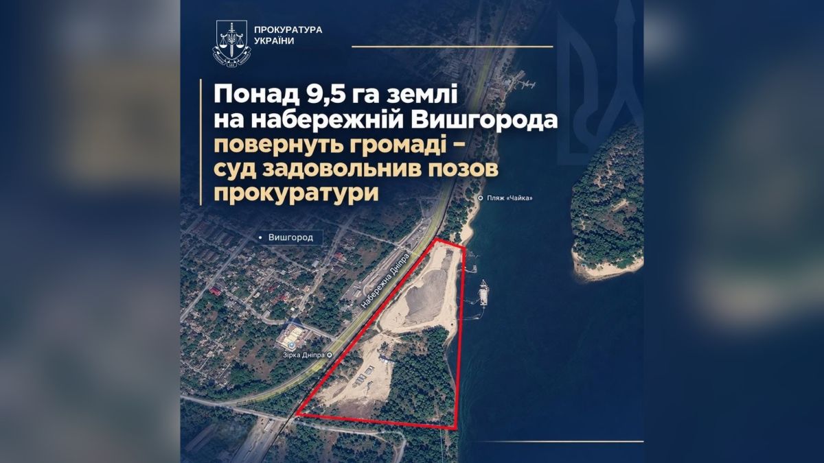 Набережна Вишгорода, де суд зобов'язав повернути громаді земельну ділянку водного фонду площею понад 9,5 га