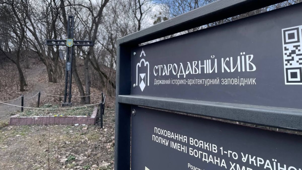 Толока на Замковій горі: догляд за могилами козаків, розстріляних росіянами Замкова гора у Києві де відбудеться толока з прибирання Могили Богданівців та оглядового майданчика організована ДІАЗ Стародавній Київ