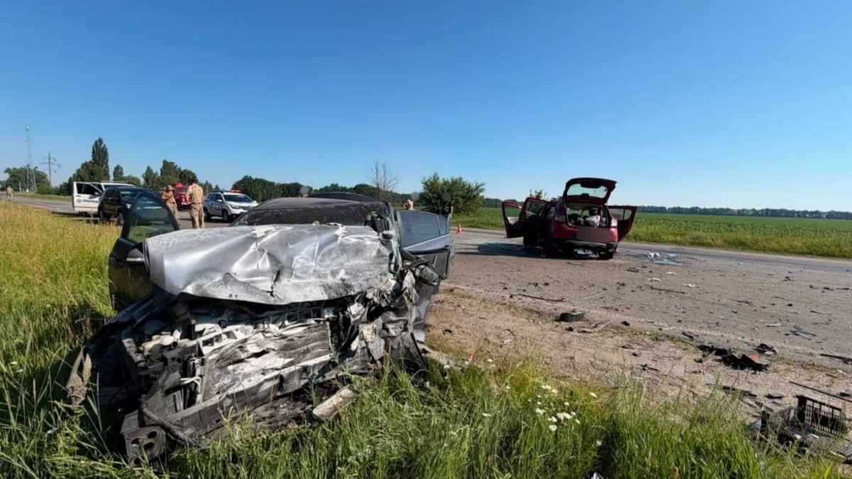 П'ятеро загинули в лобовому зіткненні на трасі Бориспіль–Дніпро біля Рогозова Місце ДТП на автодорозі Бориспіль–Дніпро поблизу села Рогозів, де зіткнулися два авто і загинули п'ятеро людей