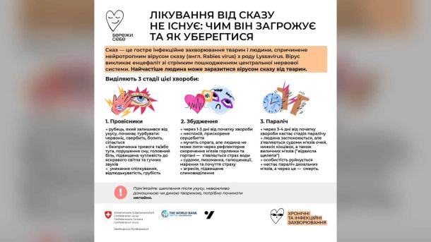 Інфографіка МОЗ про стадії сказу та відсутність лікування хвороби