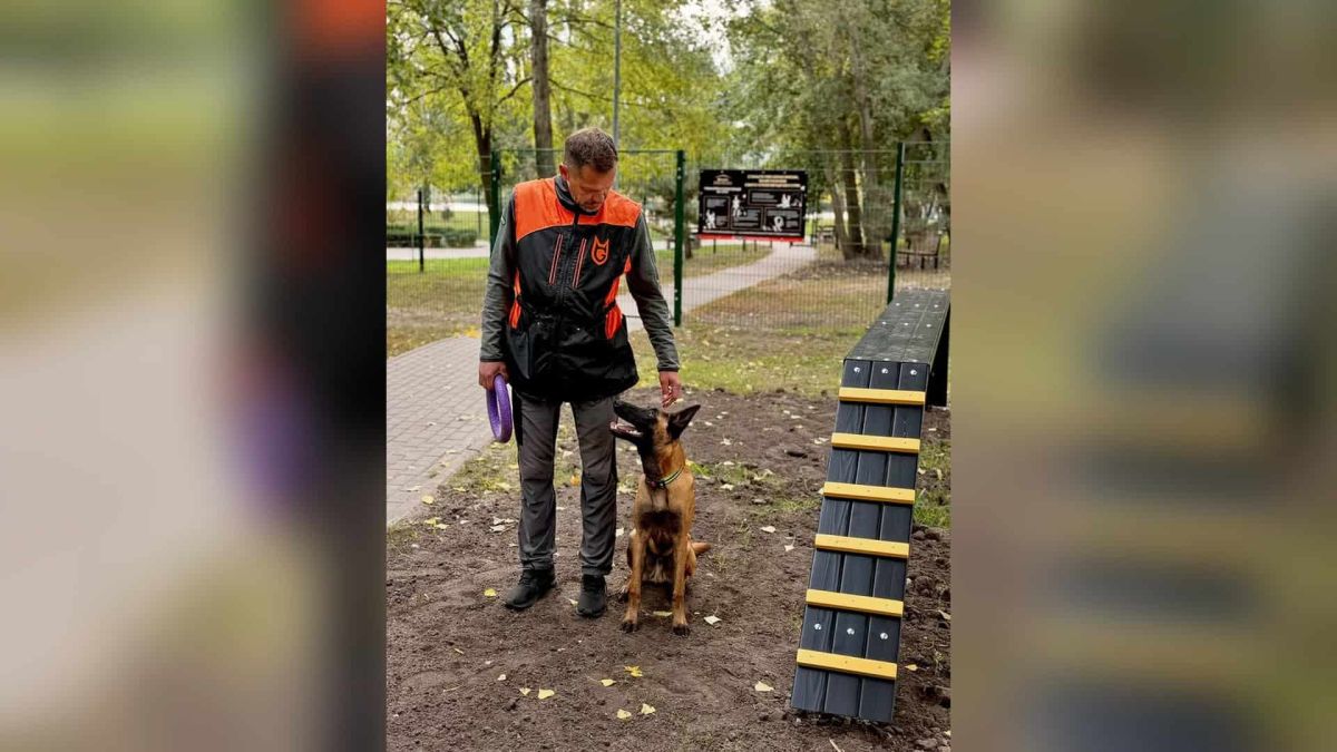 Майданчик для вигулу собак оновили у парку біля озера Тельбін Оновлений майданчик для вигулу та тренування собак у парку біля озера Тельбін у Дніпровському р-ні Києва