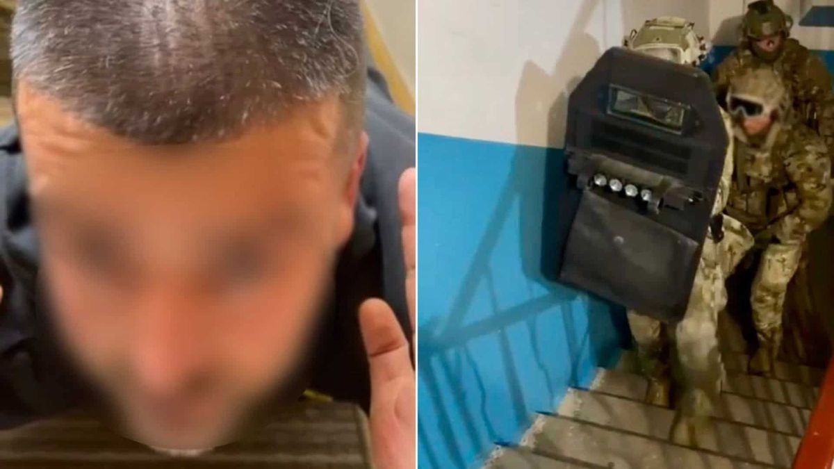 Вибух на «Укрпошті» у Києві: поліція затримала відправника посилки з боєприпасами Затримання чоловіка, спецпризначенці у під’їзді