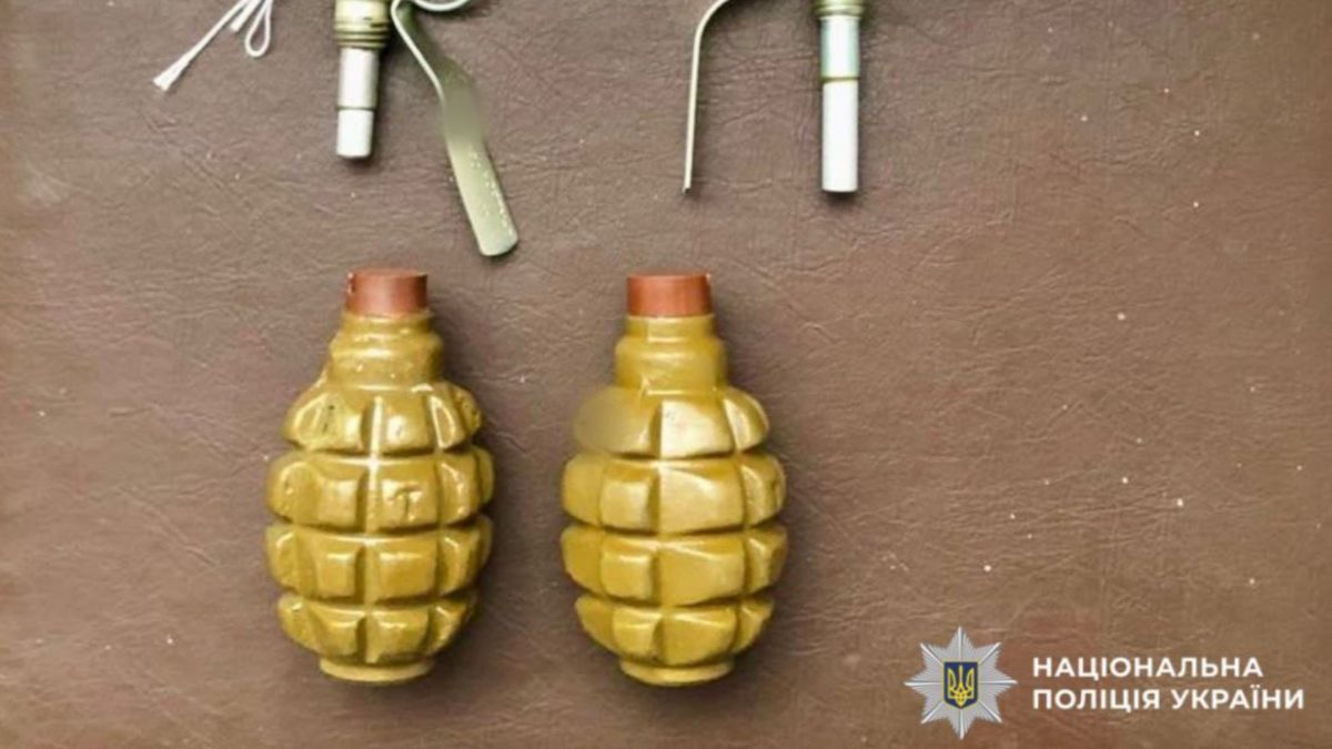 Вилучені бойові гранати РГД-5 та Ф-1 із запалами УЗРГМ-2, Білоцерківський район, Київщина