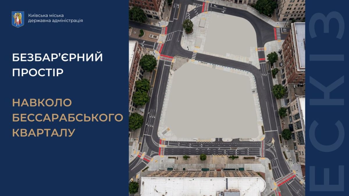 Бессарабська площа отримає 6 наземних переходів замість підземних Схема нових наземних пішохідних переходів навколо Бессарабської площі в Києві — 6 нових та 2 реконструйованих переходи замість підземних через «Метрог