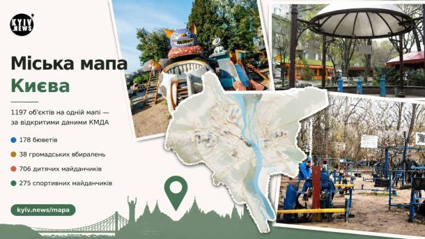 Міська мапа Києва від Kyiv.News: бювети, вбиральні, дитячі та спортивні майданчики